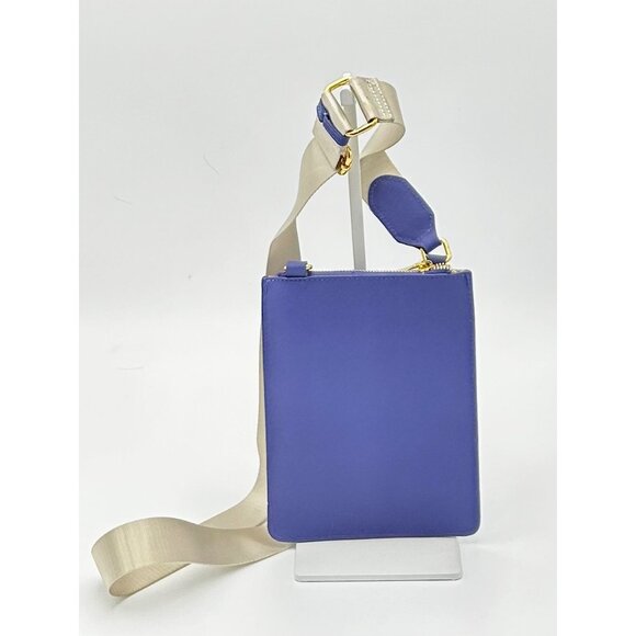 JOY Purple Leather Crossbody Bag with Adj Cream Strap NWOT 9"x7" Minimalist - Picture 5 of 8